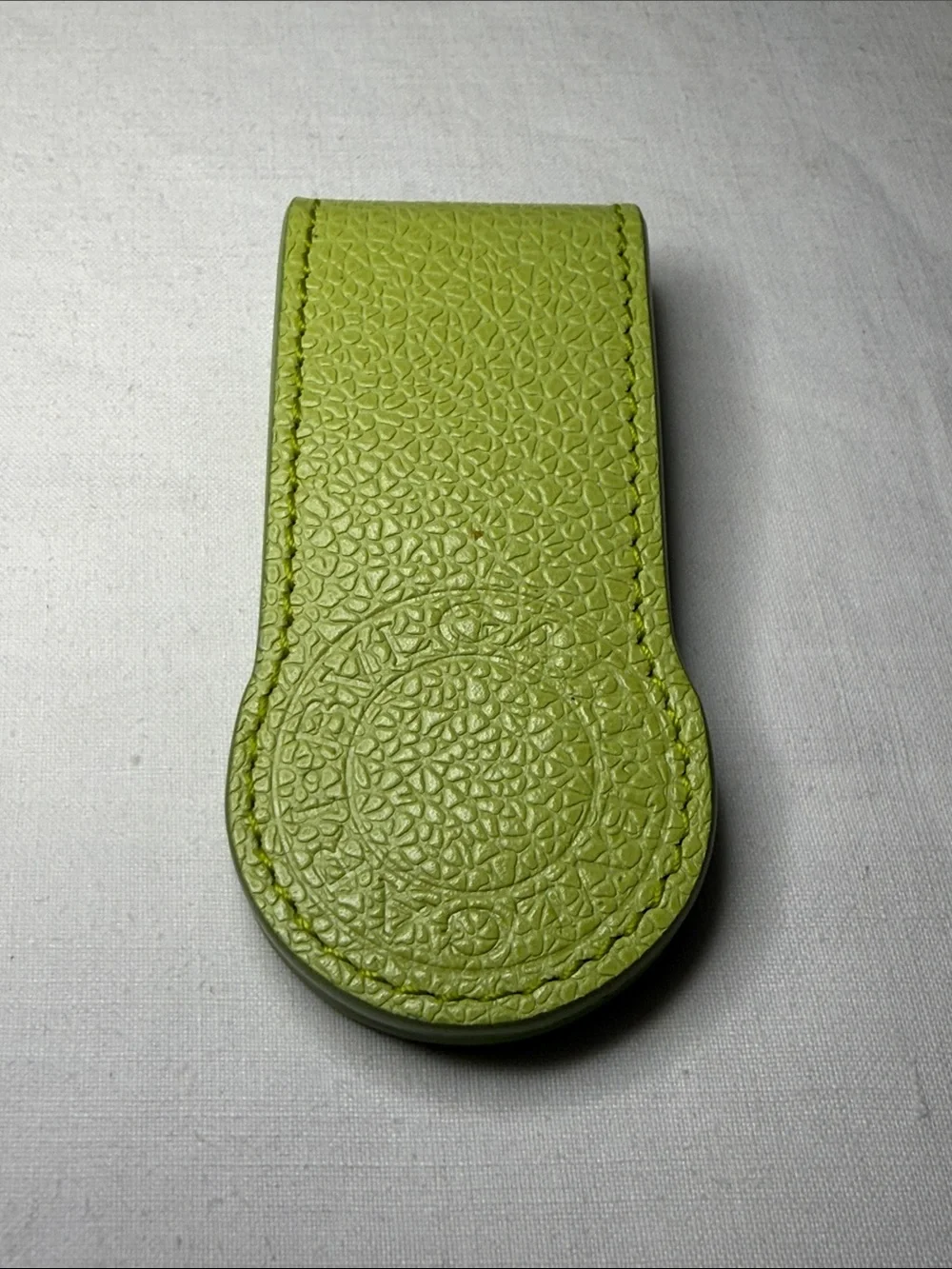 BVLGARI Leather Magnetic Money Clip Holder – Lime Green – With Box
